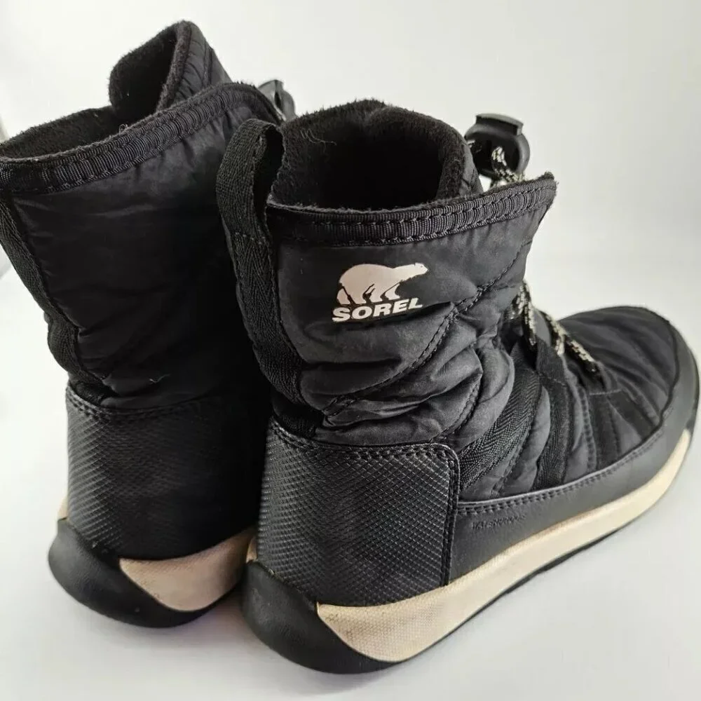 Sorel Whitney II Black Leather Waterproof Winter Boot Women 5 US